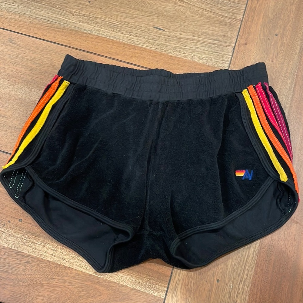 Aviator nation terry cloth black shorts size large